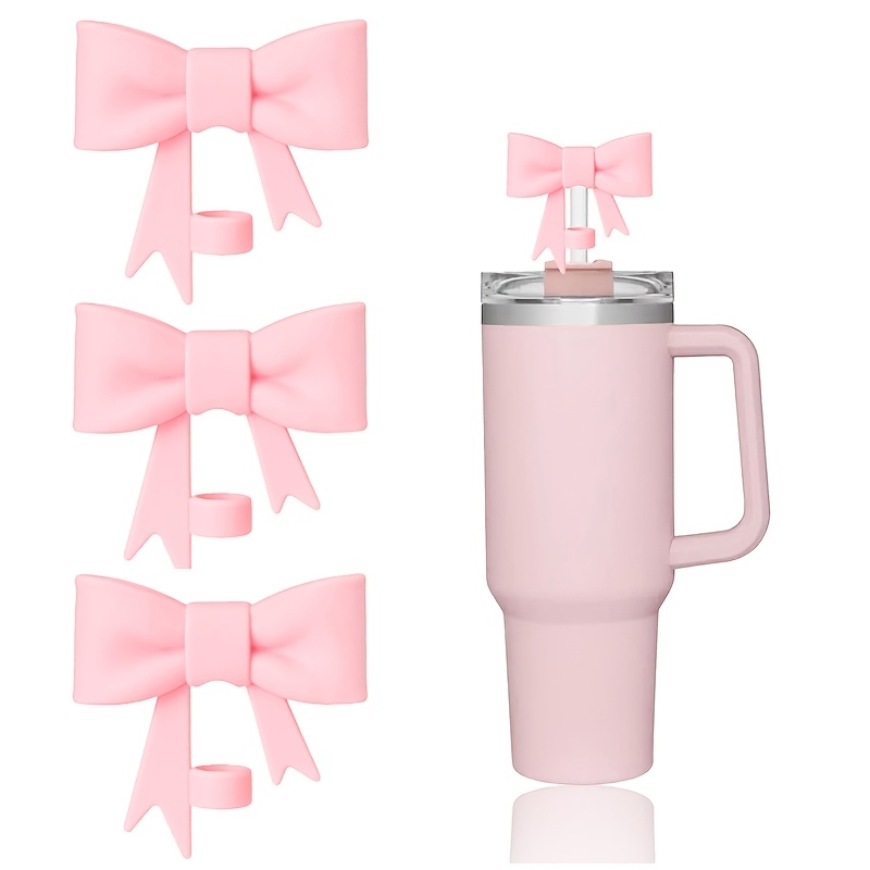 

3-pack Silicone Straw Topper Covers, 10mm Straw Caps With Cute Pink For 40oz & 30oz Stanley Tumblers