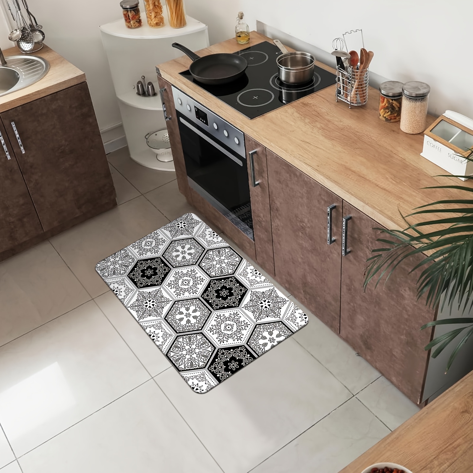TEMU Tapis de cuisine 1 pièce premium en diatomite, long tapis de couloir avec antidérapant, tapis de grande surface super absorbant et à séchage