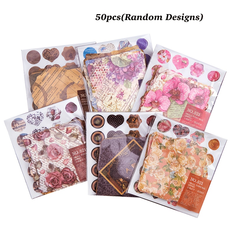 Image of 50 Mini Retro Envelopes With Sealing Stickers, Retro Journaling Material Decorative Paper, Suitable For Weddings, Birthdays, Retro Theme Party Decorations, Journals (random Designs)