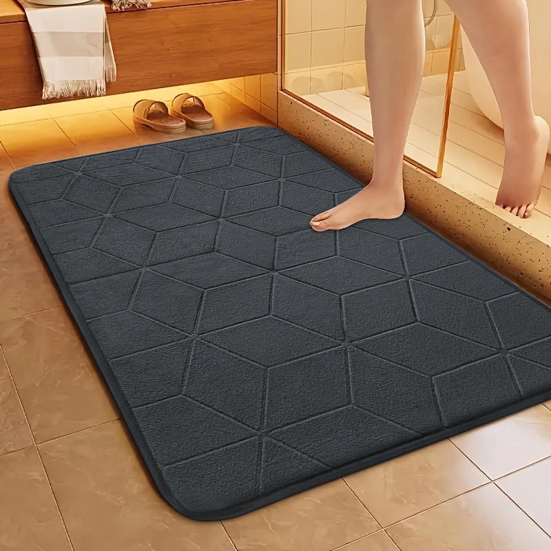 1pc thickened memory foam sponge bath rug fast absorbent washable non slip shower mat with geometric pattern durable polyester blend ideal for bathroom kitchen and living room bathroom mat modern bathroom mat durable bathroom mat bathroom rug Product details 0