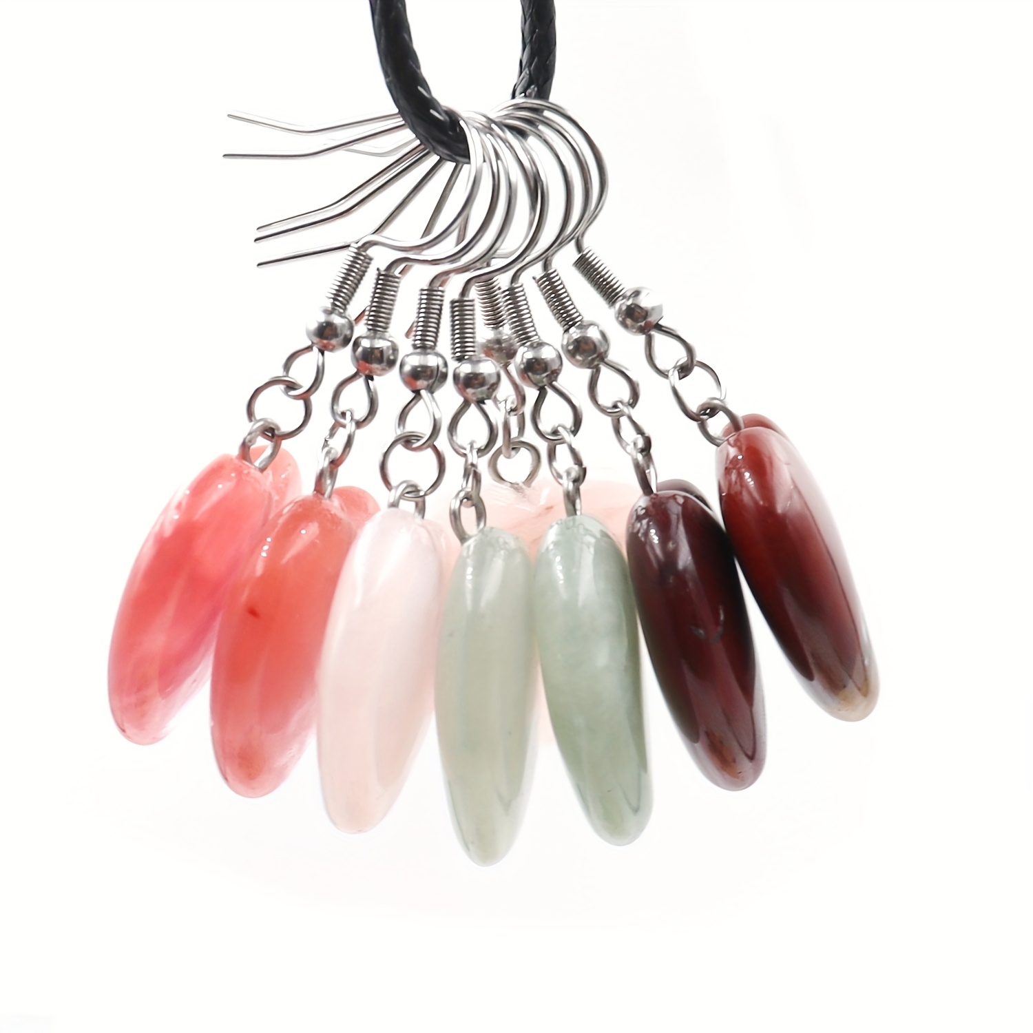 Bohemian Peach Heart Pendant Earrings, Natural Quartz Gift