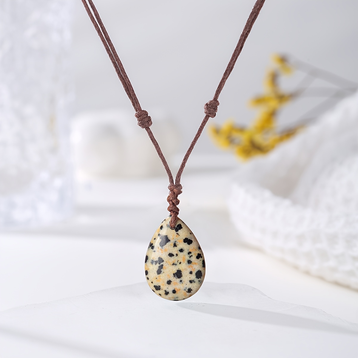 Natural Stone Amethyst & Lapis Lazuli Drop Pendant Necklace