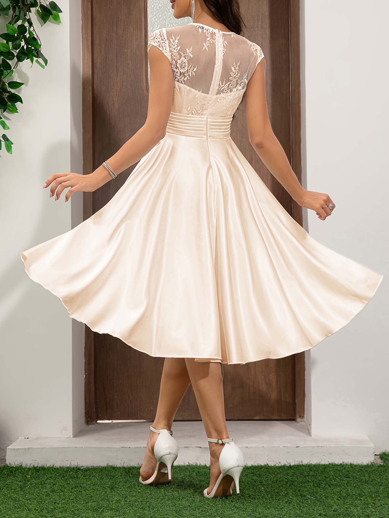 ladies wedding bridal shower dress short sleeved short - Temu South Africa