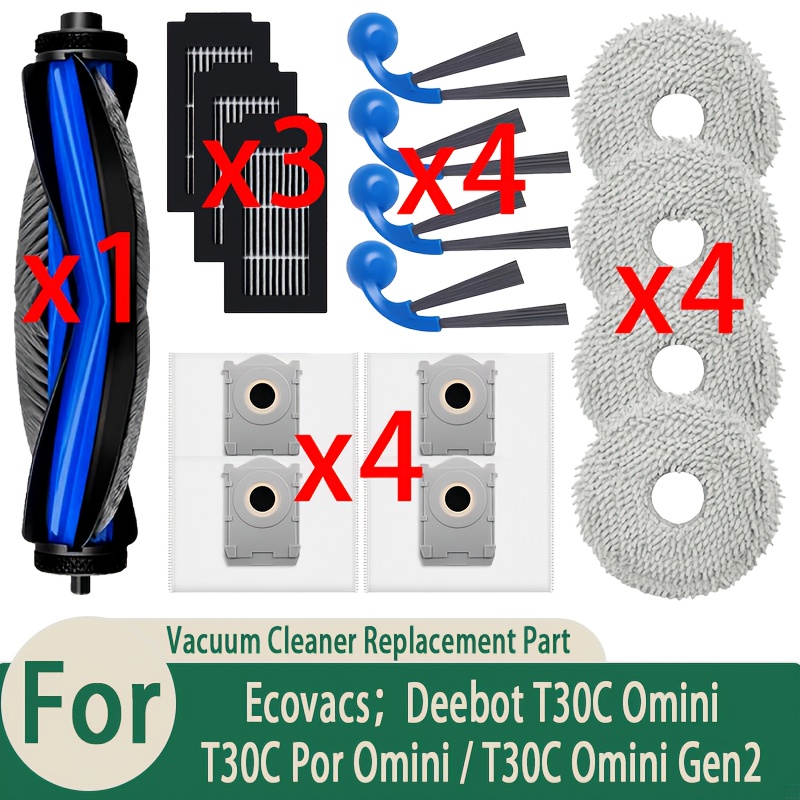 E-shop 16-teiliges Zubehörset für T30C Omni, T30C Omni Gen2 und T30C Pro Omni Saugroboter, inklusive 1 Hauptbürste, 4 Seitenbürsten, 3 Filtern, 4