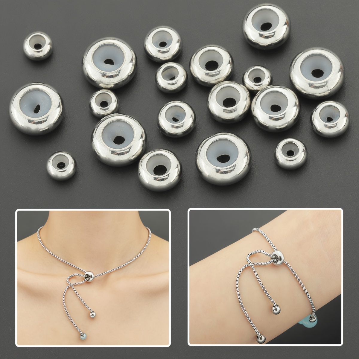 10pcs Stainless Steel Positioning Spacer Beads for DIY Projects