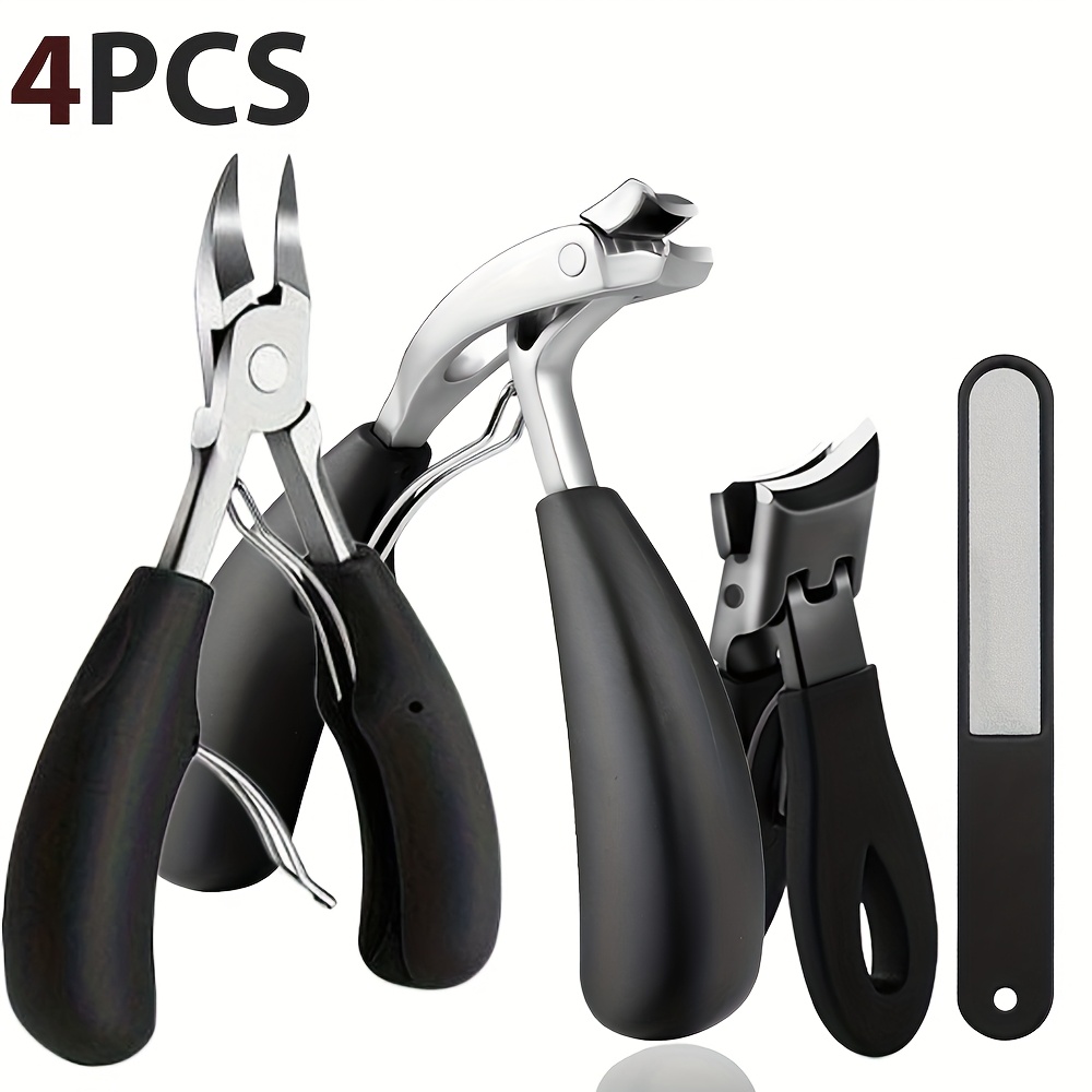 

4pcs Ingrown Toenail Clipper Set For Nails - Heavy-duty Podiatrist Grade, Stainless Steel Blades With Handle - Men & Adults