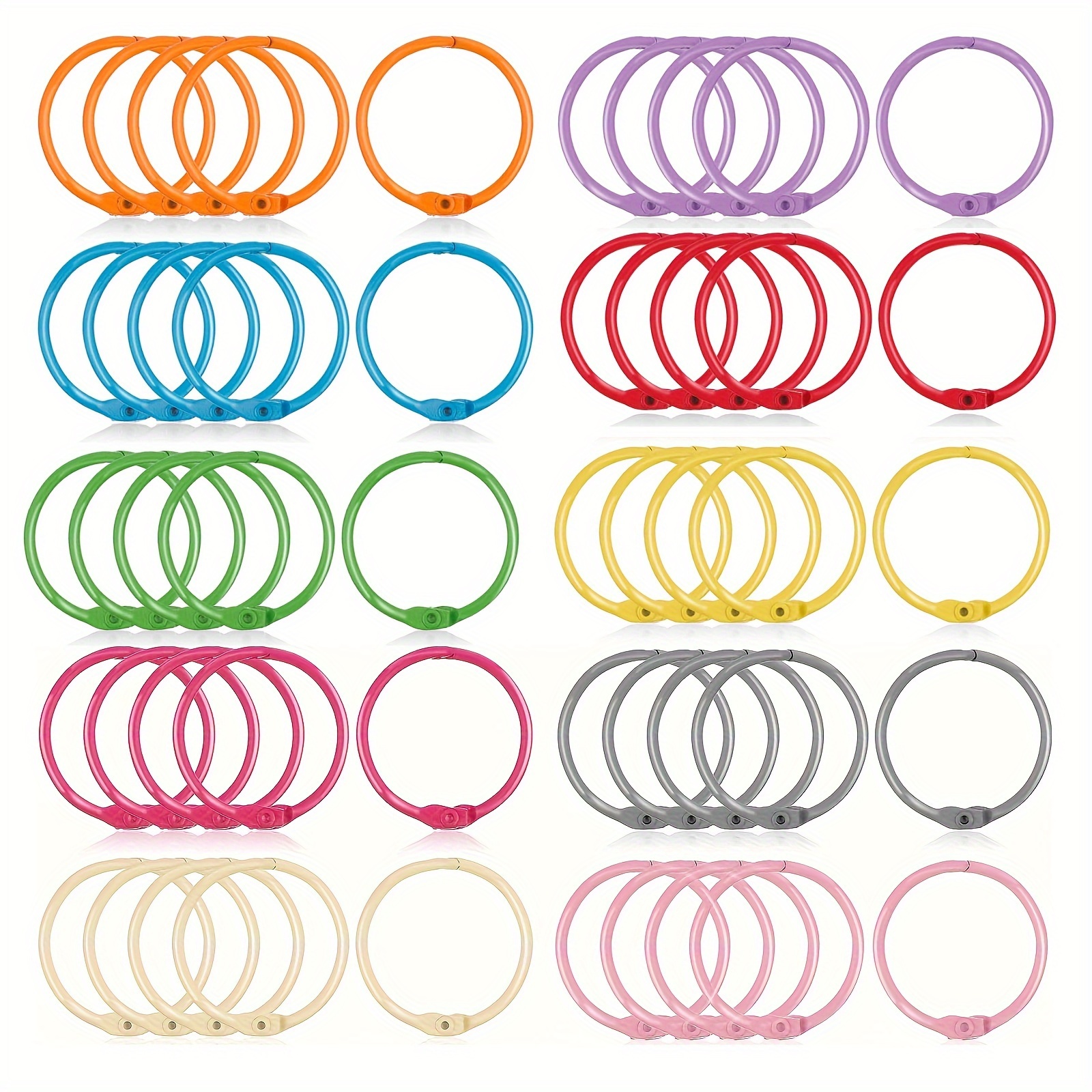 

50pcs Metal Binder Ring Colorful Book Ring, Keychain 30mm1.5 Inch 10 Colors