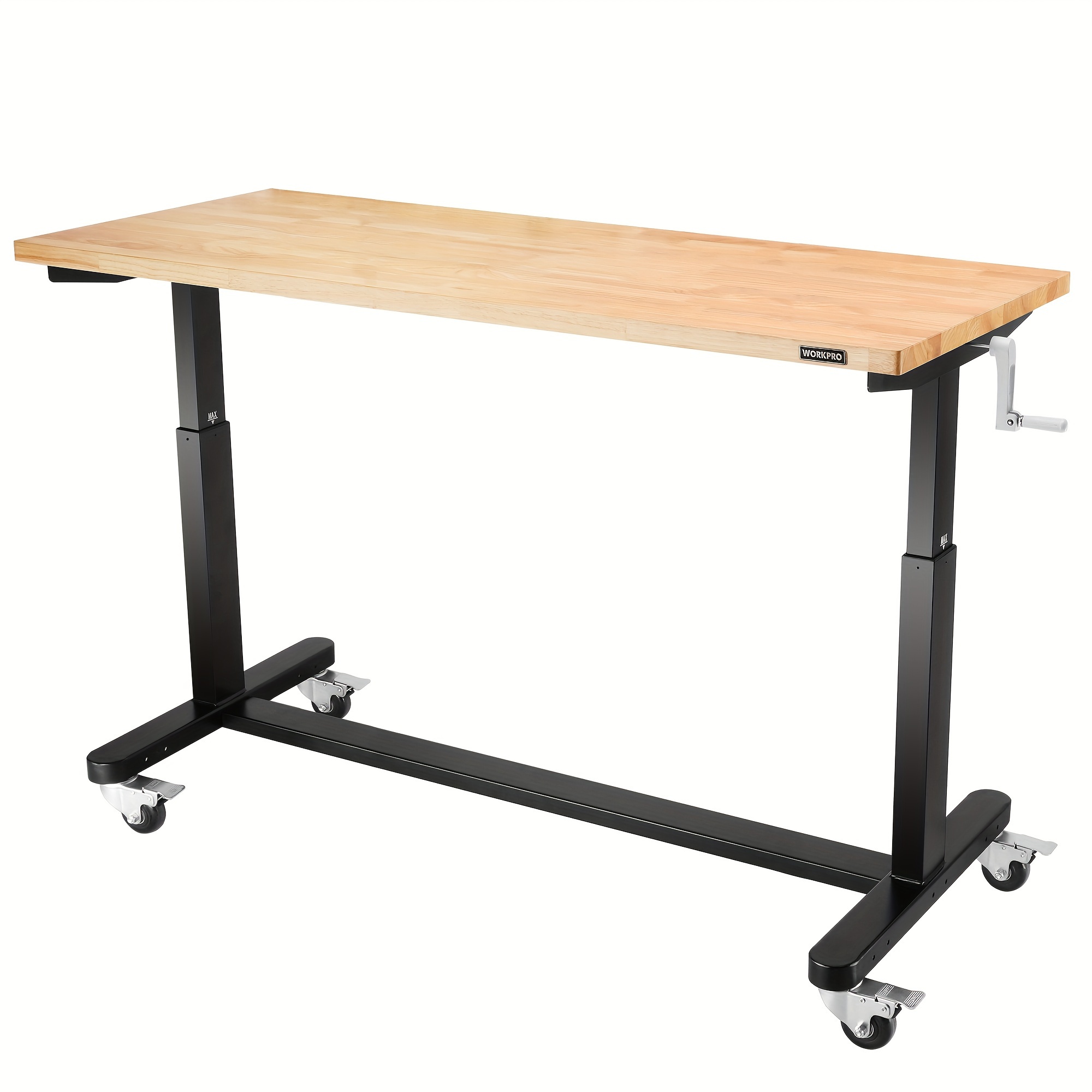 

Adjustable Work Table, Workpro 60" Height Adjustable Handle Desk With Casters - 500 Lbs Capacity For Garage, Office & Home