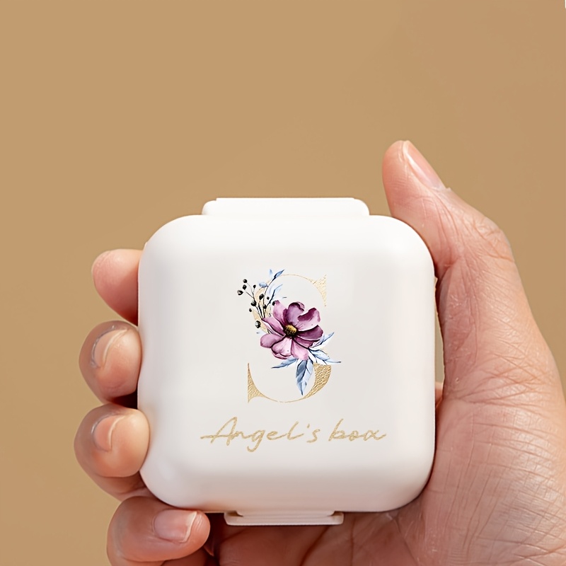 Personalized Mini Pill Box with Compartments, Travel Organizer