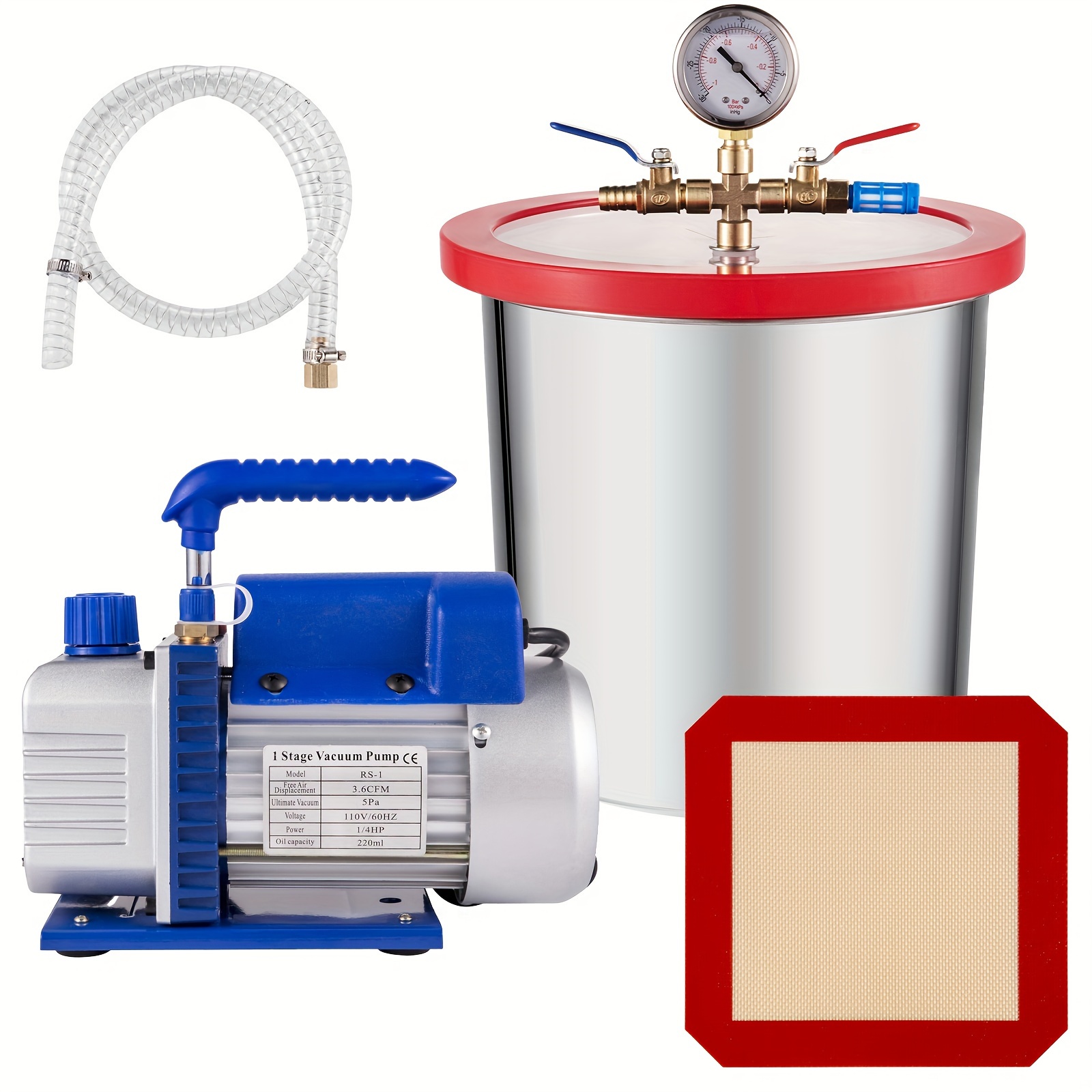 

Vevor 3 Gallon Vacuum Chamber Kit Stainless Steel Degassing Chamber 12l Vacuum Degassing Chamber Kit With 3.6 Cfm 1 Stage Vacuum Pump Hvac