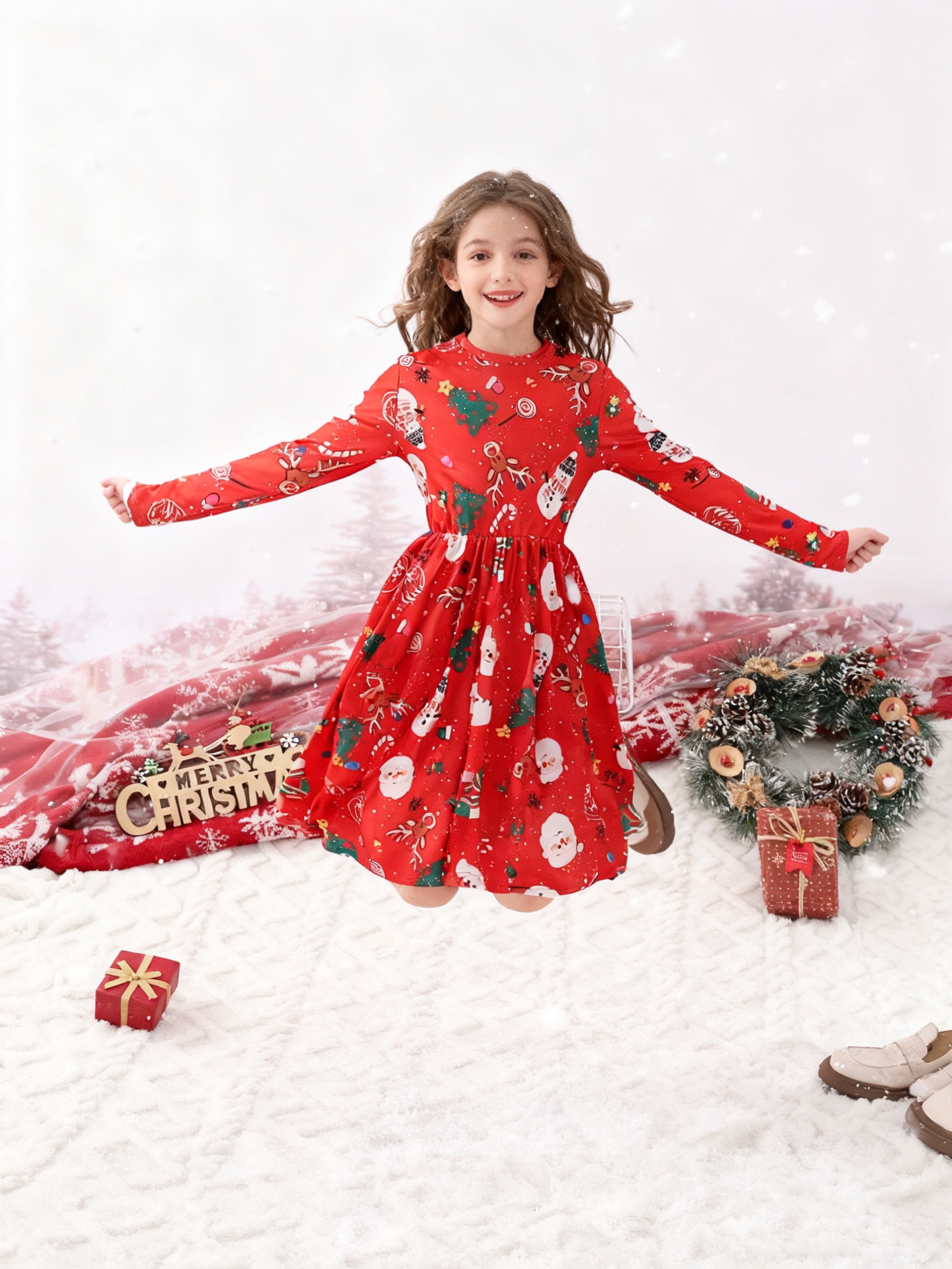 white christmas dresses Girl Christmas Dress Baby Girl Dress Children Communion Luxury Red Sequins Puffy Birthday Cake Princess Pageant Dress, Red / 5-6 Years (130cm) main image 0
