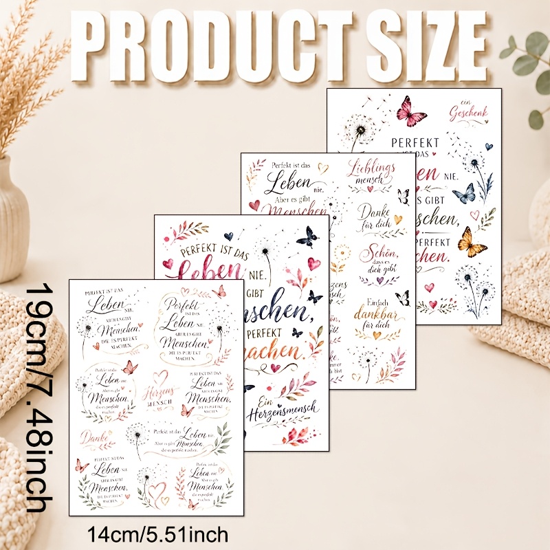 TEMU 4 Sheets/pack Suitable For Diy Transfer Paper With Pre-cut & Branch Borders, Heart & - Low- Vinyl Compatible For Mugs, Phone Cases, Water