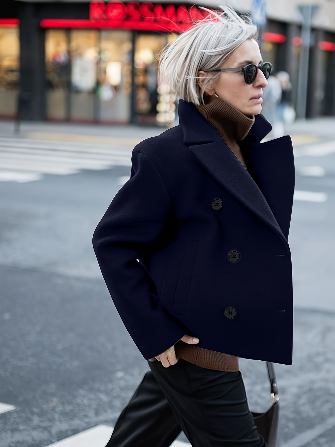 Winter Jacket Black Wool Short Coat Womens Women's Winter Blazer