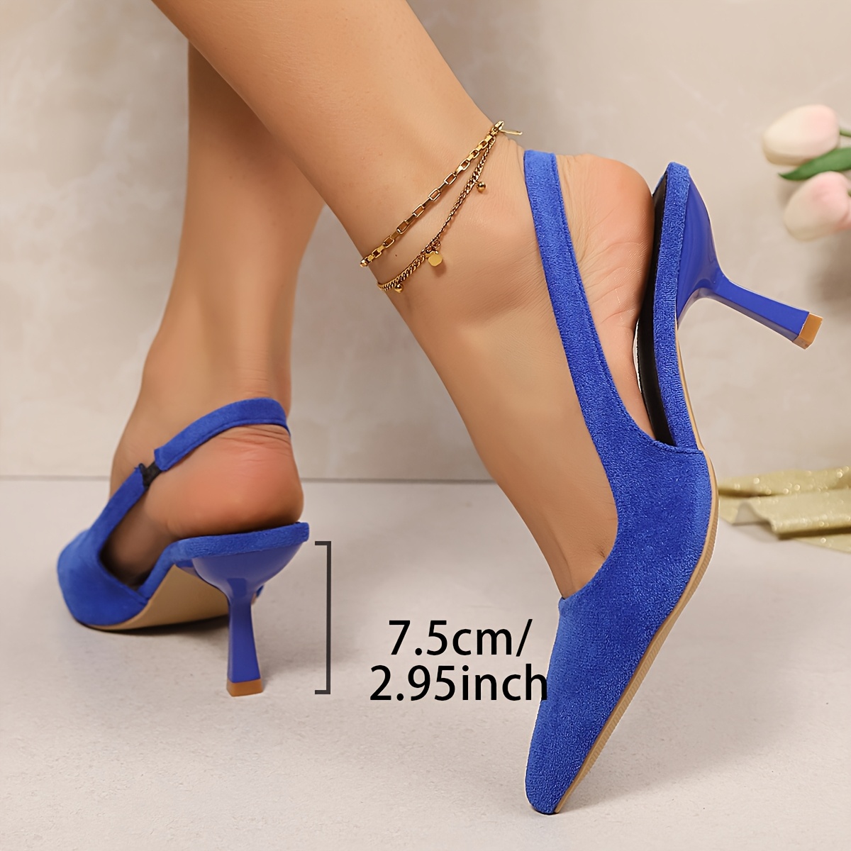 womens royal blue pointed toe stiletto heel sandals slip Temu