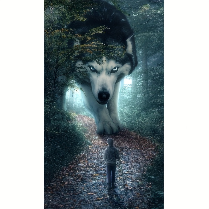 

Wolf In The Forest Diamond Art Painting, Full Round Diamond Art, Decorative Wall Art Hanging Painting Home Decoration Valentine's Day Gifts, Decorative Craft Wall Art For Home Wall Decor Gifts