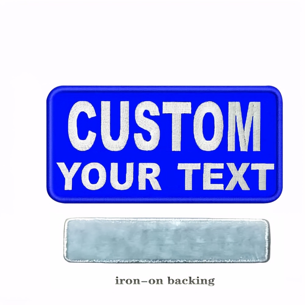 TEMU Custom Two-line Name Patches - 4x2 Inch Diy Iron-on/hook & Loop Backing Suitable For Clothing, Bags, Hats - 8 Color Options For, Teams, Events