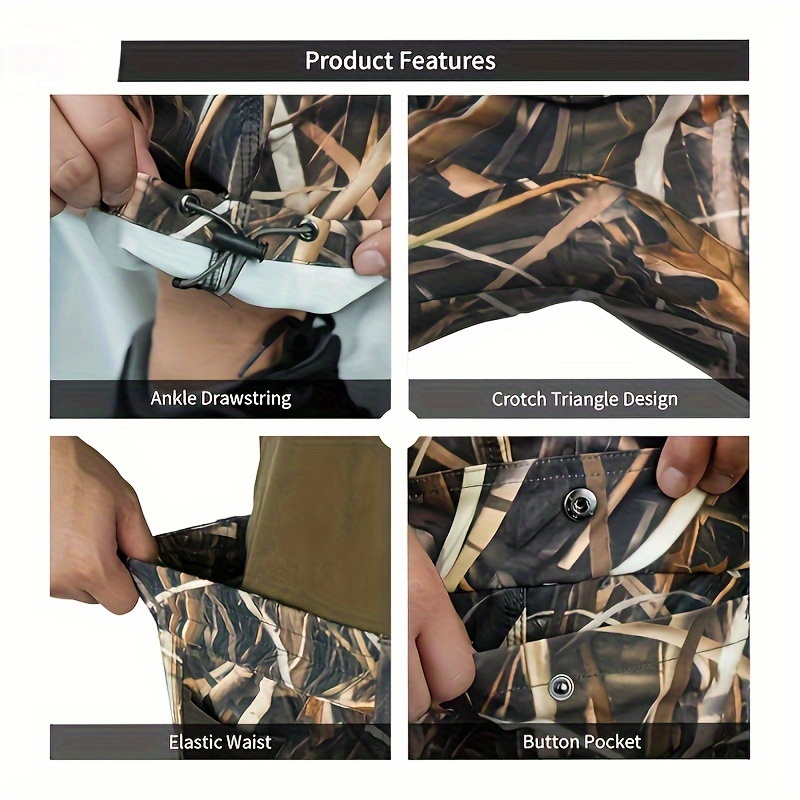 [6 Pockets Water-Resistant Camo Pants] Large Size Camo Hunting Pants For Men Water-Resistant Quiet & Matte Turkey Hunting Camo Pants For Men With 6 Pockets
