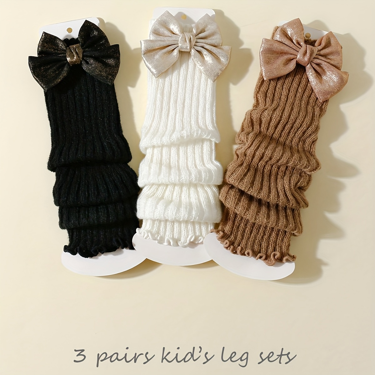 Image of 3 Pairs Girls' Vertical Striped Leggings Socks - Elastic Tug- Closure, Vertical Stripes Suitable For - Wear, Booties For Es, Skirts, S, Crawling & Everyday Play