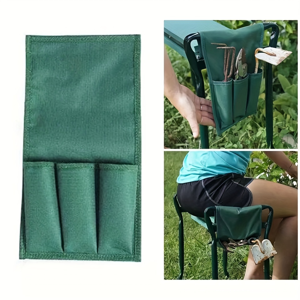 

1pc Oxford Cloth Garden Kneeler Organizer, Multifunctional Tool Storage Bag For Gardening, Portable Planting Chair Accessory With Multiple Pockets