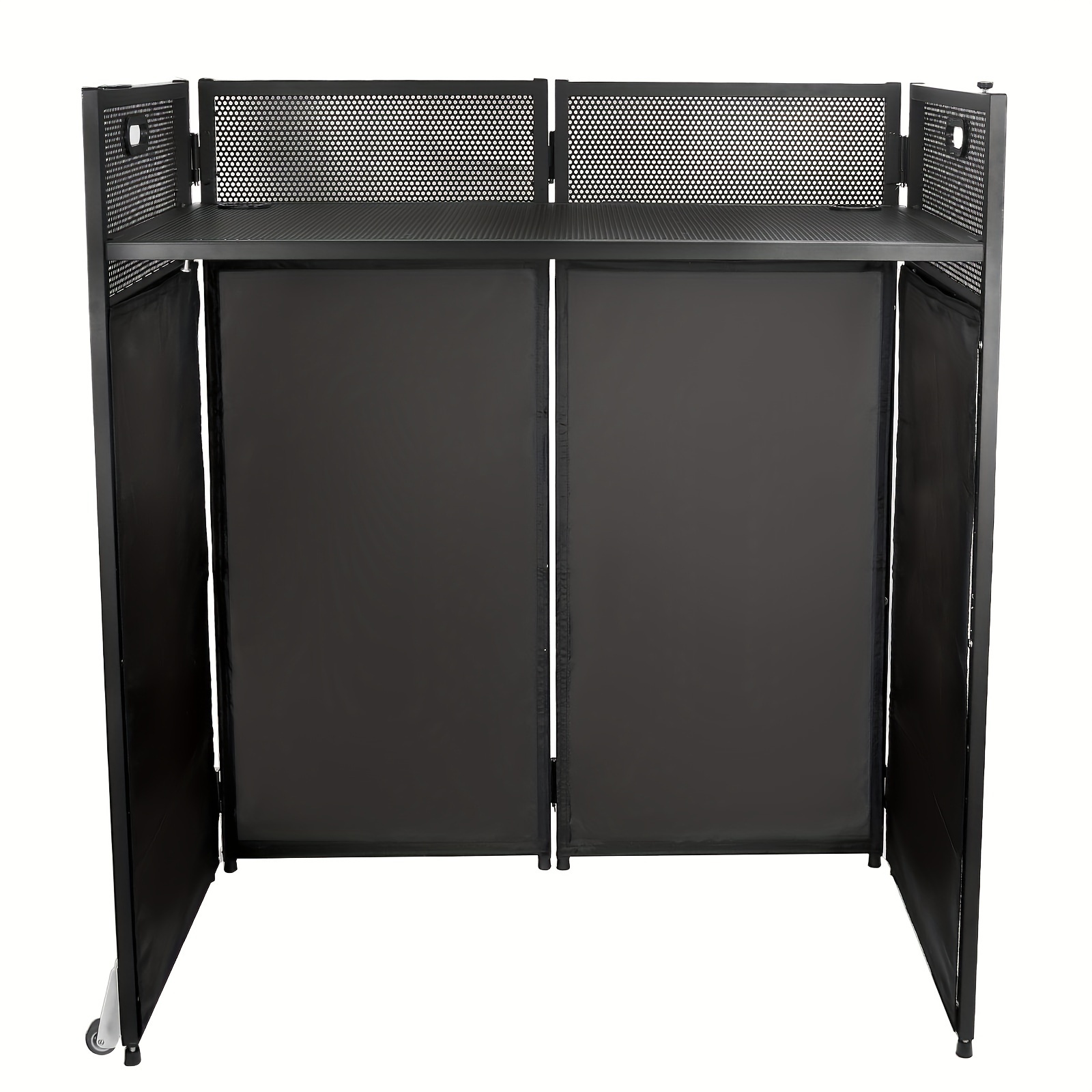 

40" X 20" Portable Dj Booth Table With Black & Scrims, Flat Dj Panel, And Sturdy Black Metal Frame – Spacious Work Surface For Controllers, Laptops, And Mixers, Professional | Professional |