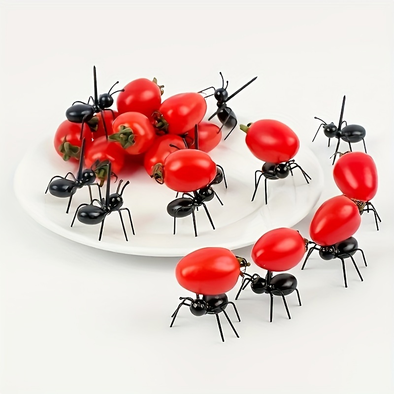 

12pcs Ant-shaped Reusable Fruit & Dessert Forks - Appetizers, Snacks, Cake & Party Decorations