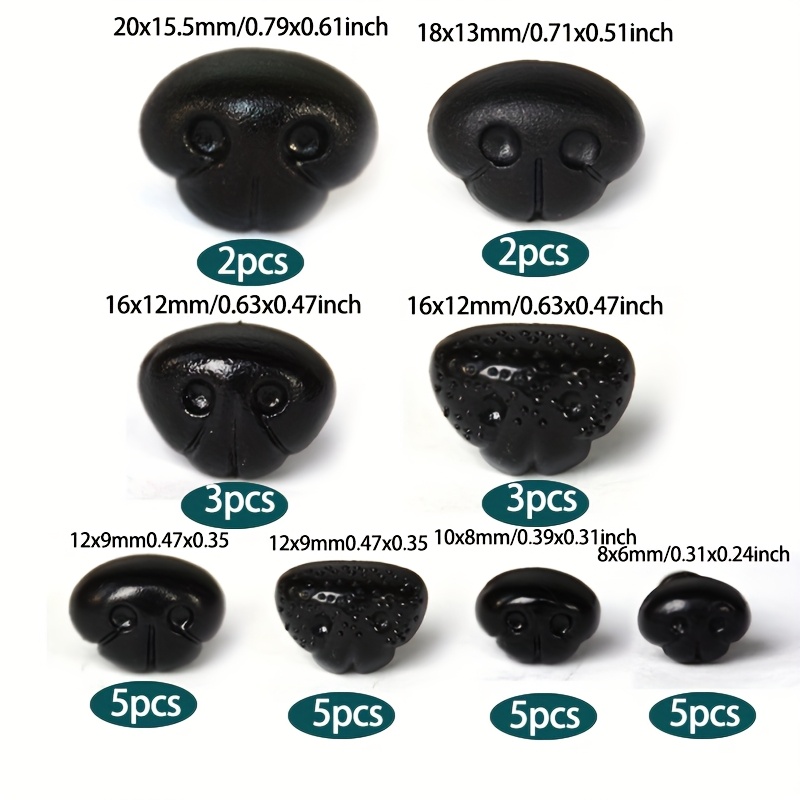 Craft Supplies For Making Plush Animals, Including Sizes Of Matte Plastic Safety Noses In A Triangular Shape, Suitable For Amigurumi And