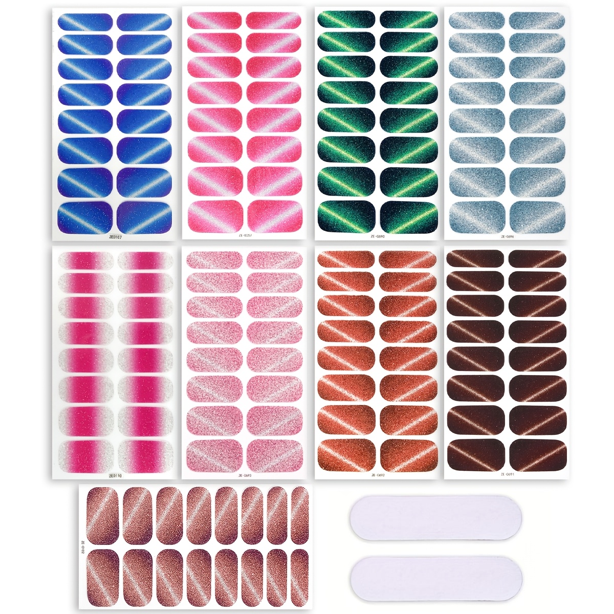 Image of A Set Of 9 Full Nail Wraps Featuring Summer Aurora Colors And Effects, Perfect For A Gradient Look. Nail Stickers Are Essential For Ladies And Attending Parties Or Music Festivals