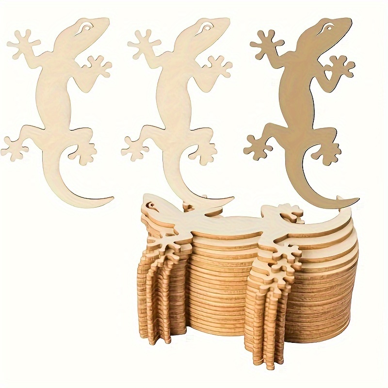 

10-pack Unfinished Wood Cutouts For Diy Crafts - Seasonal Decorations For Weddings, Birthday Parties, | Wooden Lizard Shapes For Halloween, Christmas, Thanksgiving Decor