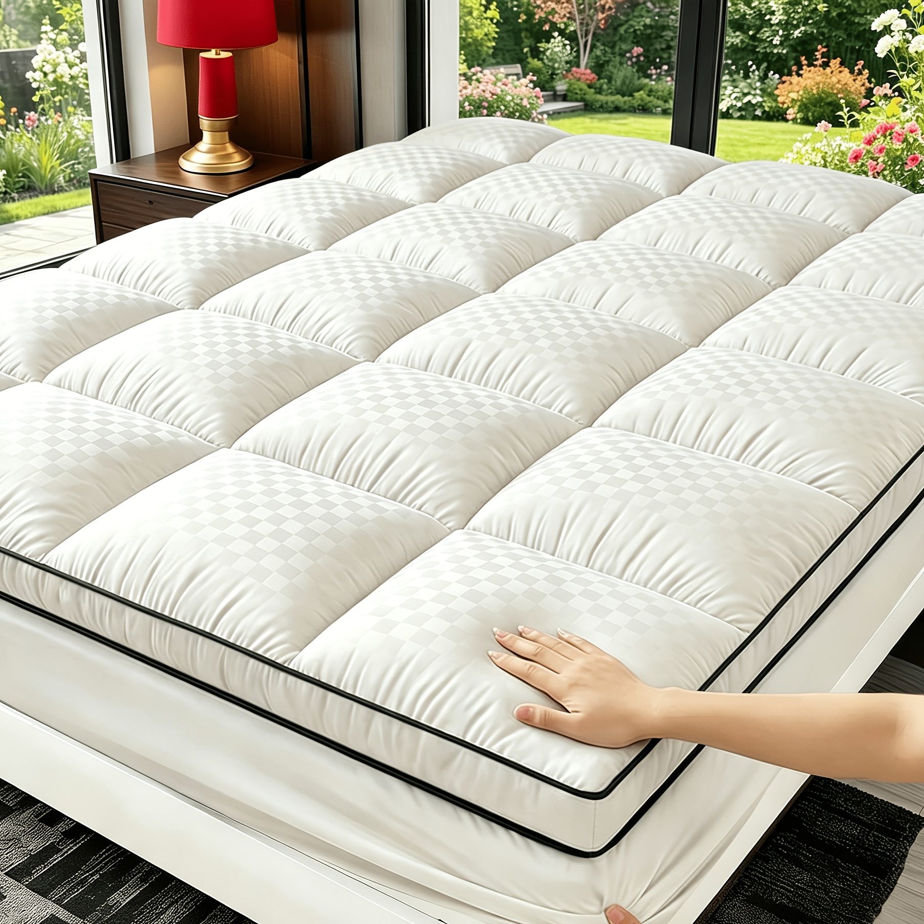 TEMU Mattress Topper -cooling Mattress Pad Cover For Bed - Soft Mattress Protector Pillow Top With 8-21 Inch Deep Pocket 3d Down Alternative Filling, Machine Washable