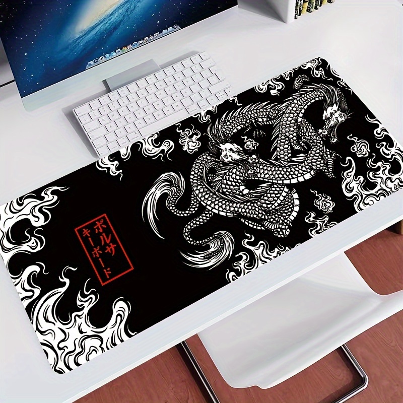 

Japanese Art Dragon Anime Black Mouse Pad Hd Custom Office Fashion Mousepad Laptop Game Non-slip Rubber Mouse Mats Black And White Cartoon Large Table