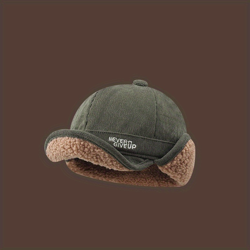 TEMU 1pc A Foldable Brim, Unisex Outdoor Gear, Stylish Warm Hat For Women. A Baseball Cap With Earflaps, Ideal For Men And Women, Cozy Fleece Peaked