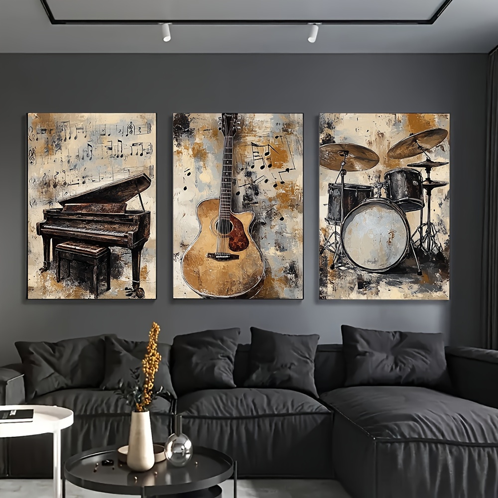 アート・デザイン・音楽 American furniture doreen beck 3pcs vintage musical instruments canvas wall art set guitar - Temu