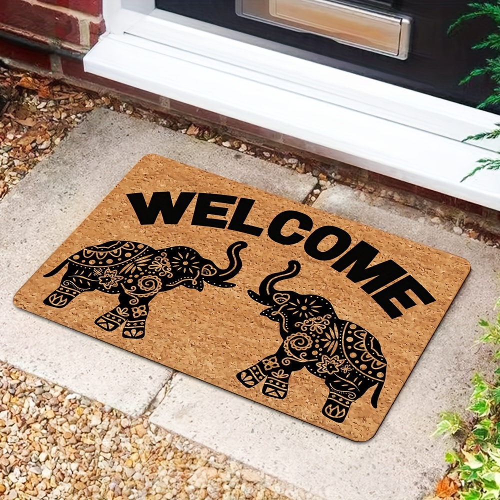 Welcome on sale Elephant Outdoor Rug, Elephant Doormat, Entryway Decoration, Christmas G