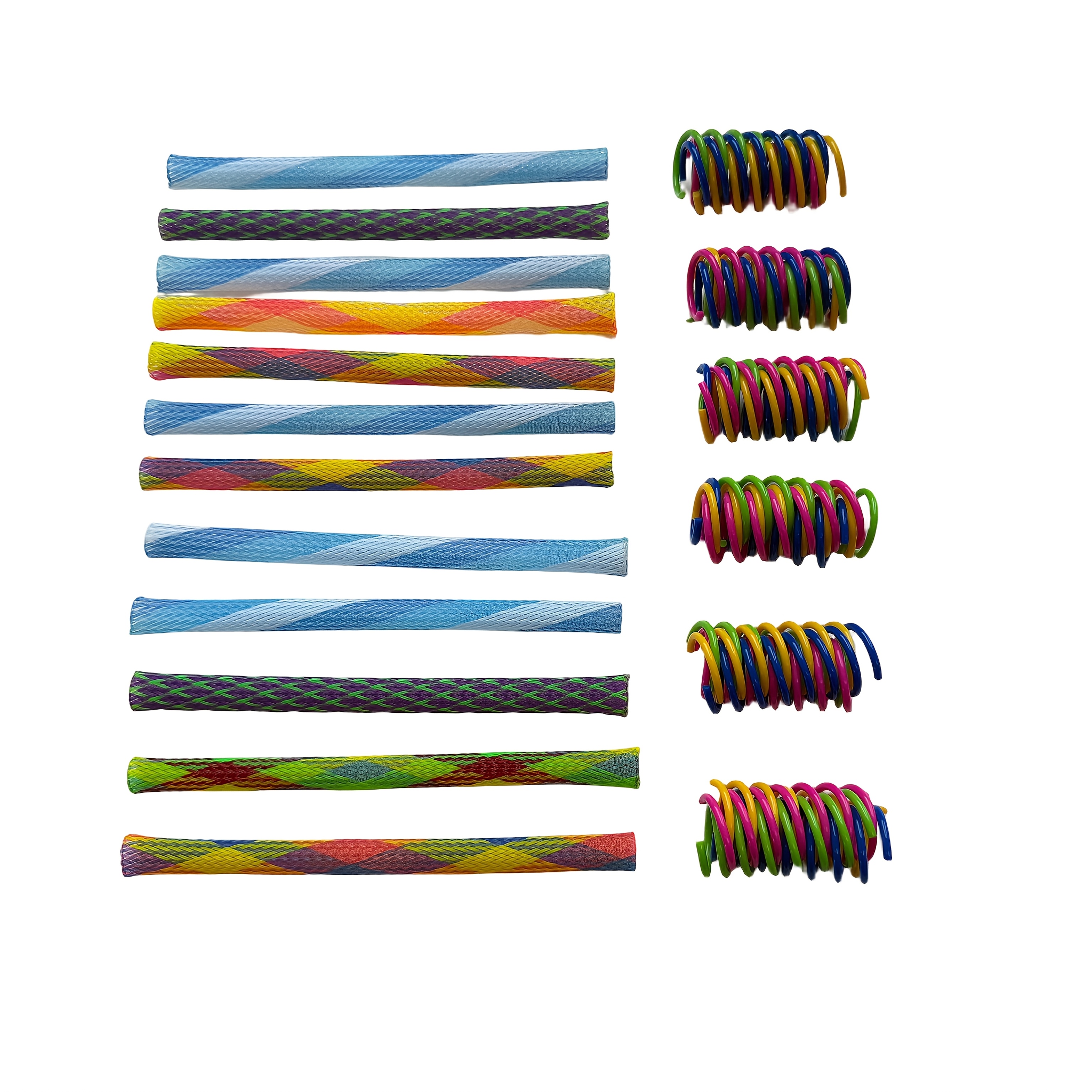 Cat Toys, 36pcs Cat Spring Set, Including 24pcs Coil Spiral Springs And 12pcs Stretchable (random Colors), Without Battery
