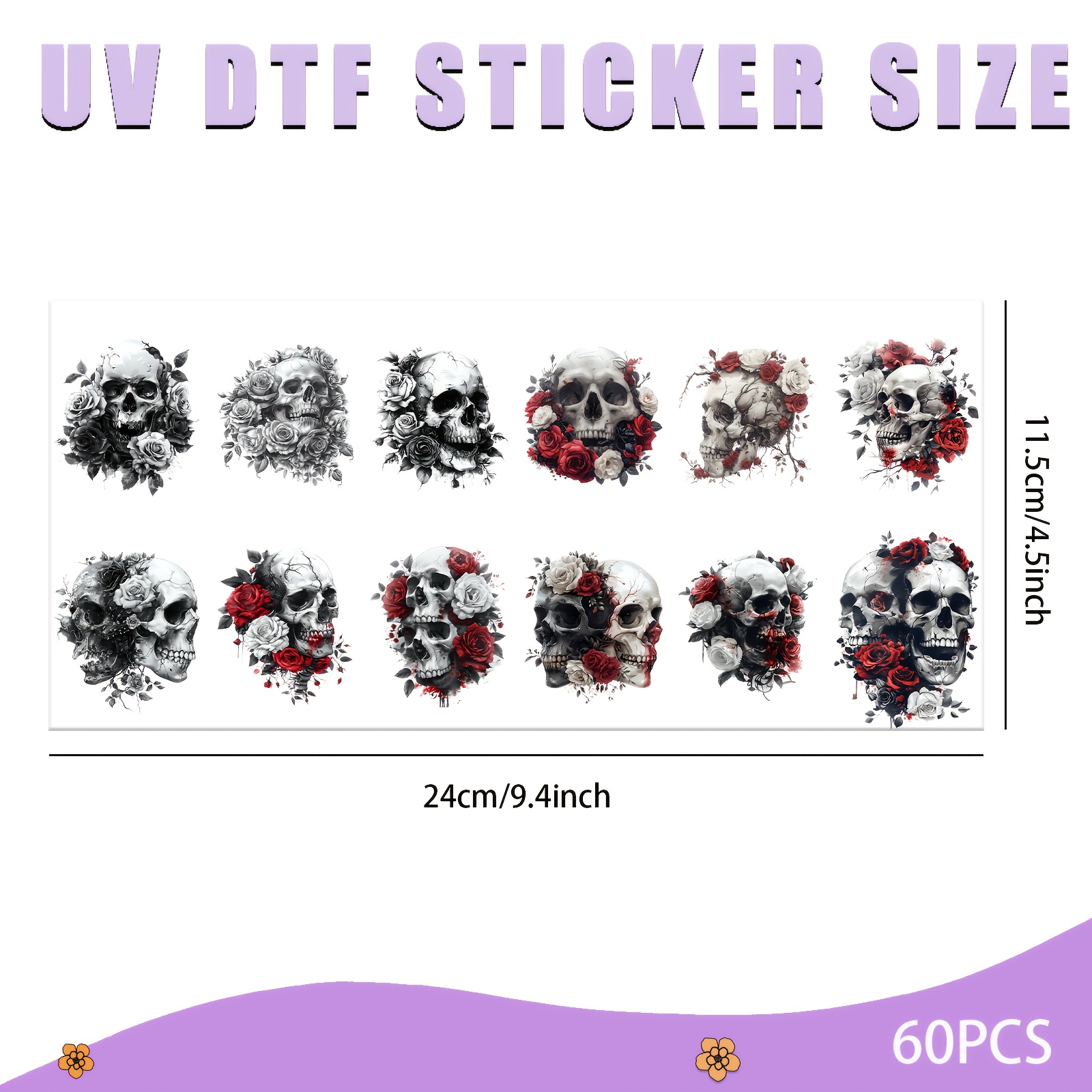 Image of 60pcs Exquisite Gothic Style Keychain Stickers, Uv Dtf Transfer Stickers, Durable High- Decals, Suitable For Keychain Additions, Handicraft Gifts, Office Supplies