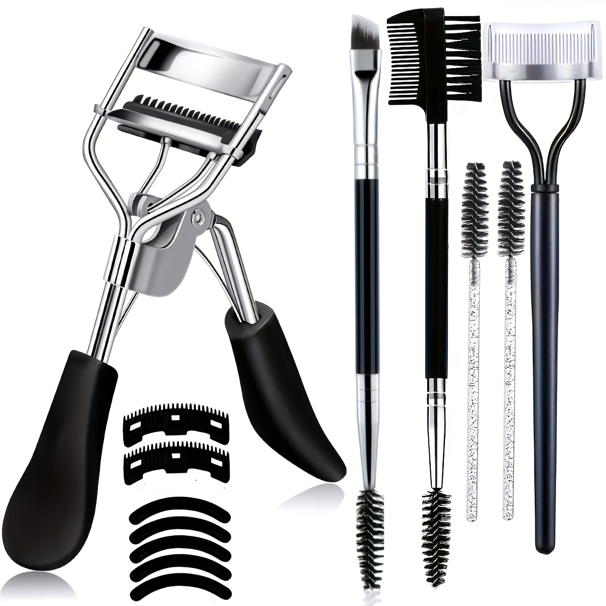TEMU 10/13pcs Eyelash Curler Eyebrow Comb Tool Set. With A Combed Eyelash Curler, Mascara Separator, 3-in-1 Eyebrow Comb, 2-in-1 Eyebrow Brush,