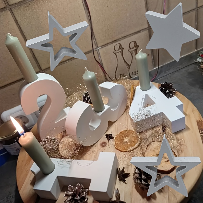 7pcs Wooden Advent Wreath Candle Holder With Numbers 1-4& , Includes Paper Box, Candle Decoration For Table Decoration, Christmas Gift