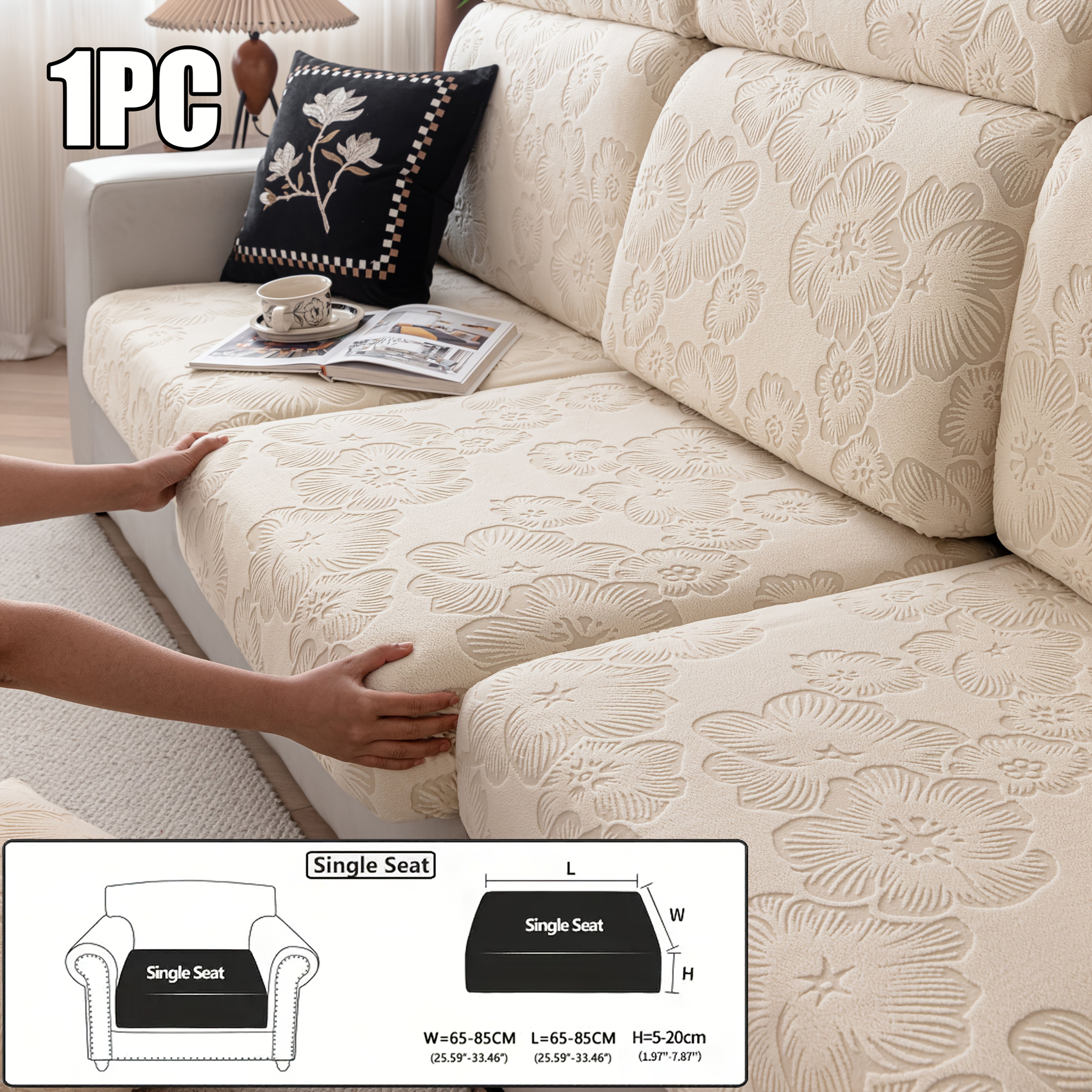 TEMU 1 Copridivano Jacquard con Fiori di Ciliegio, Copridivano Premium in Pile , Copridivano Elastico e Non Deformabile, Cuscino per Seduta per ,
