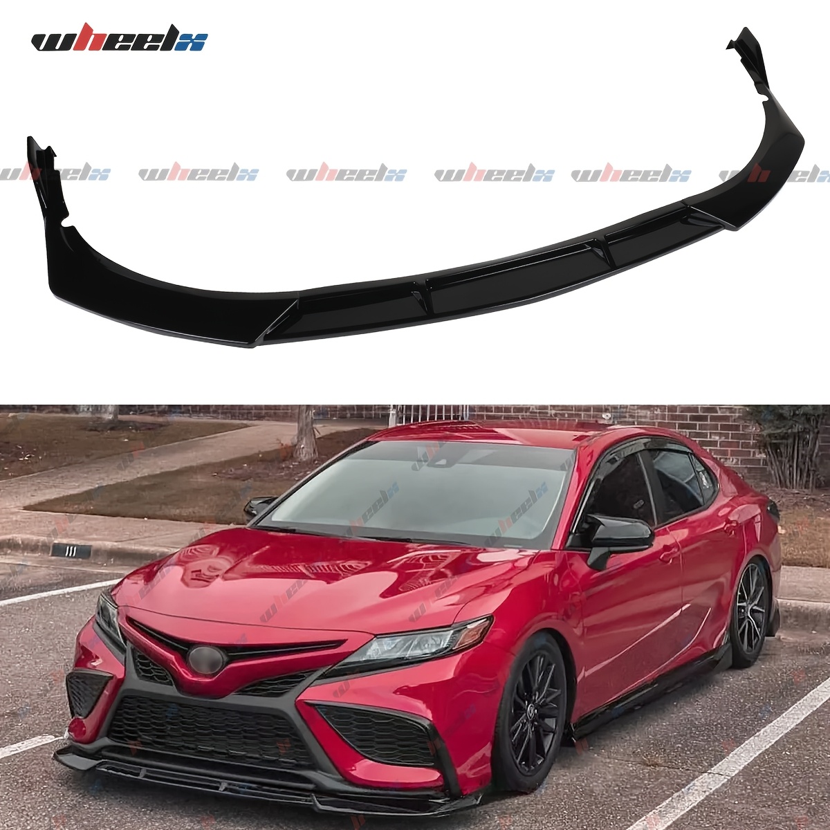 FREEMOTOR802 3-Piece Gloss Black Front Bumper Lip For 2021-2024 Toyota Camry LE/XLE/Hybrid – IKON Style