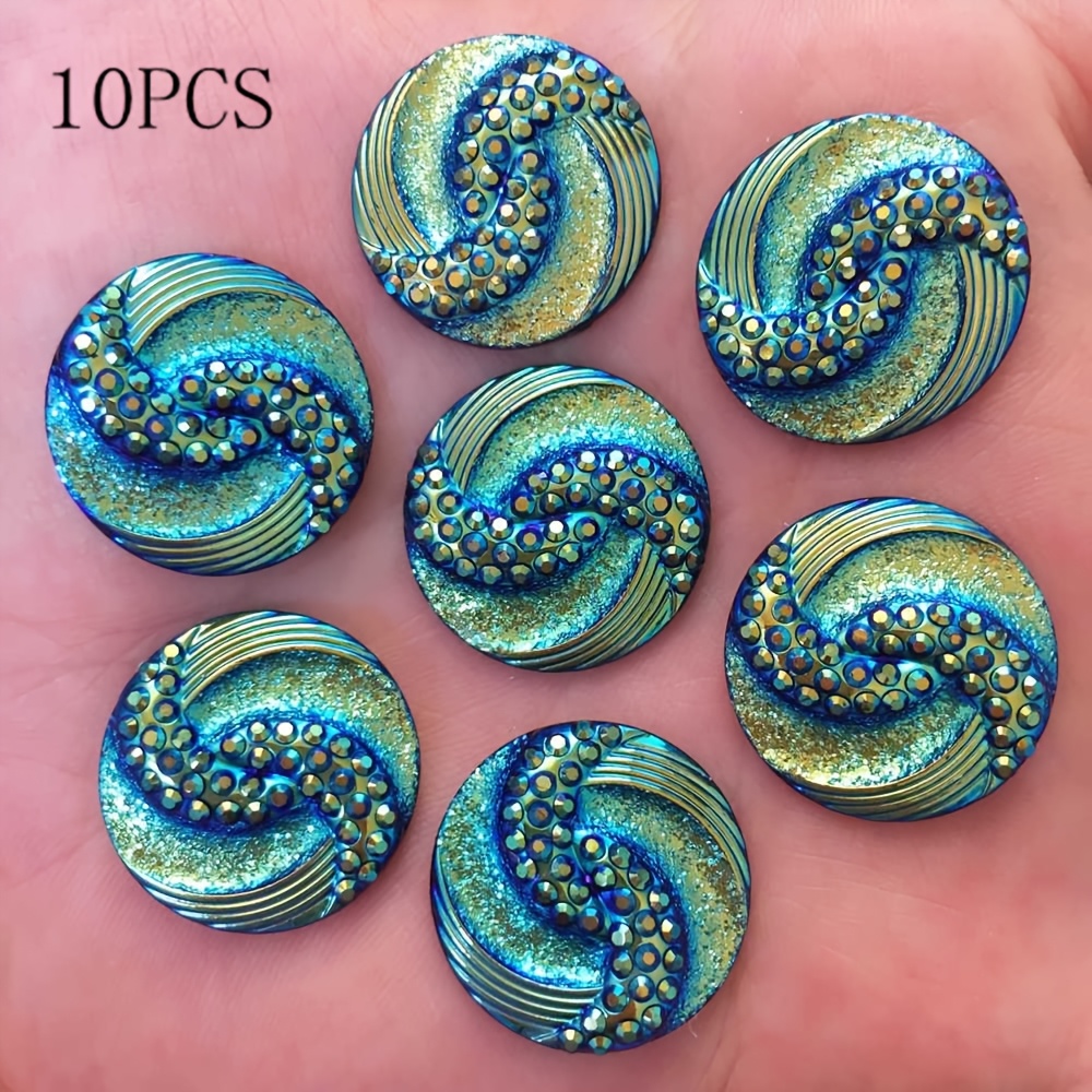 10pcs Vibrant Glitter Ab Resin Rhinestones, 20mm Round Flat Back - Ideal For , Wedding Appliques & Crafts, Multicolor Pack, Rhinestone Jewelry