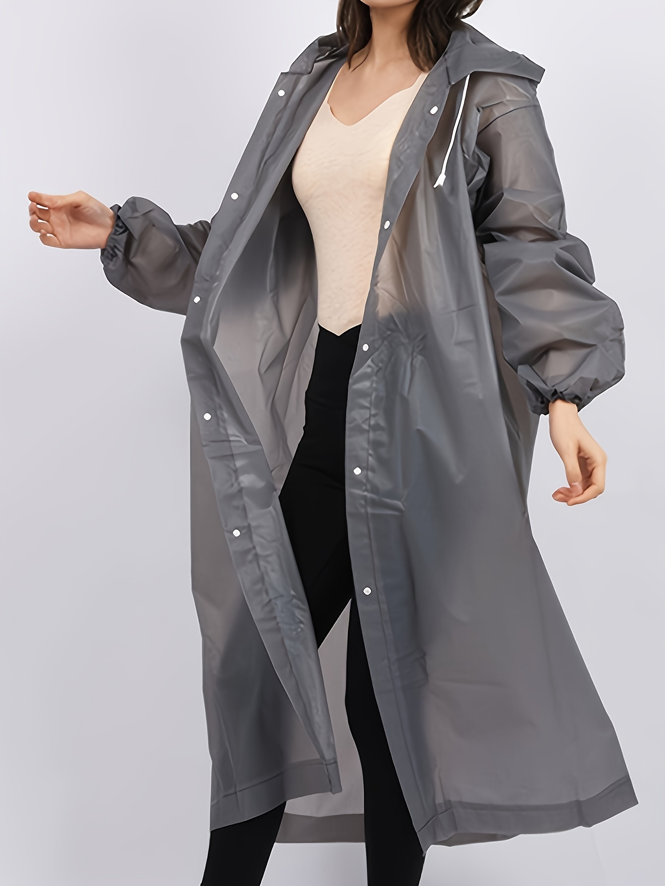 Windproof High Quality EVA Thickened Full-Body Adult Rain Jacket - Hooded Sporty Raincoat with Button Front, Semi-Translucent Design & Elastic Cuffs for Outdoor Cycling, Hiking, Running - Lightweight & Portable, Outdoor Rain Protection | Fullbody Raincoat | Windproof EVA