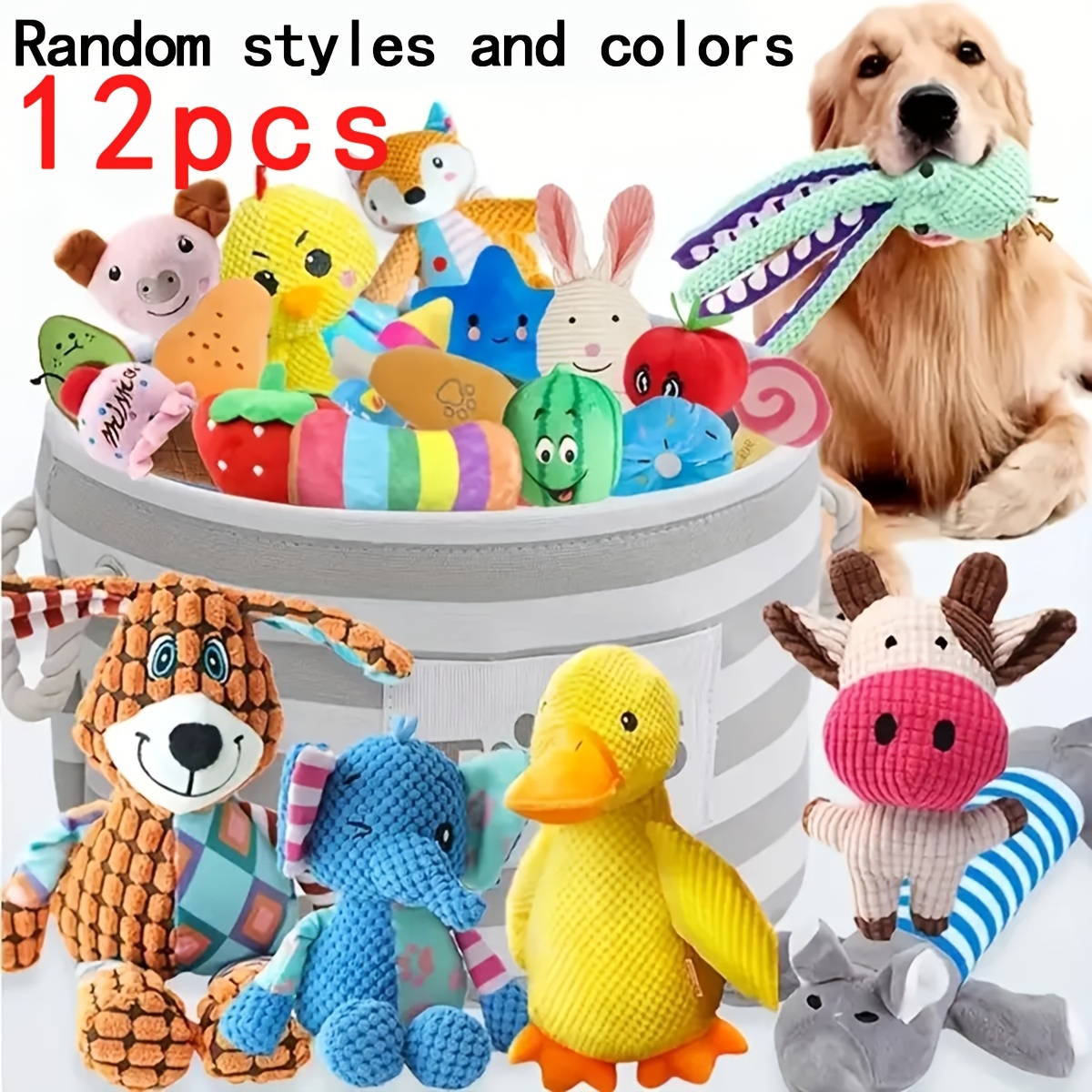 6 12pcs puppy plush teething toy set random styles for small dogs