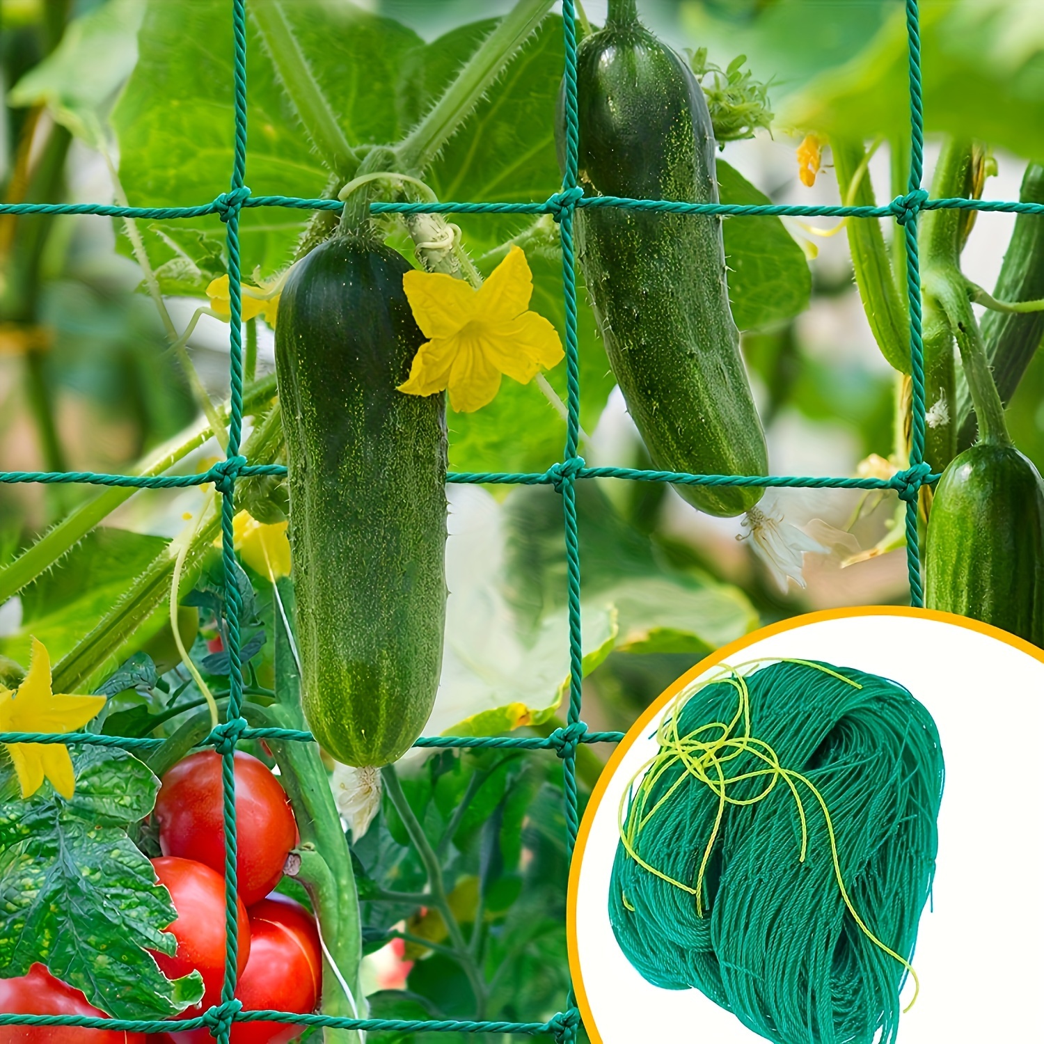 

Garden Trellis Netting For Climbing Plants - 1 Pack Plastic Plant Support Net For Cucumbers, Tomatoes, Grapes, Beans, Peas - Durable 4x4 Inch Mesh Outdoor Vining Vegetable Trellis