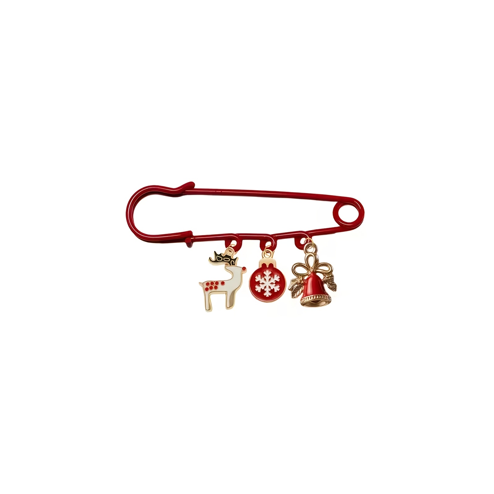 TEMU Broche decorativo navideño de esmalte, 1 pieza, con colgante de reno, copo de nieve y campana, adecuado para suéter, bufanda, gorro, broche