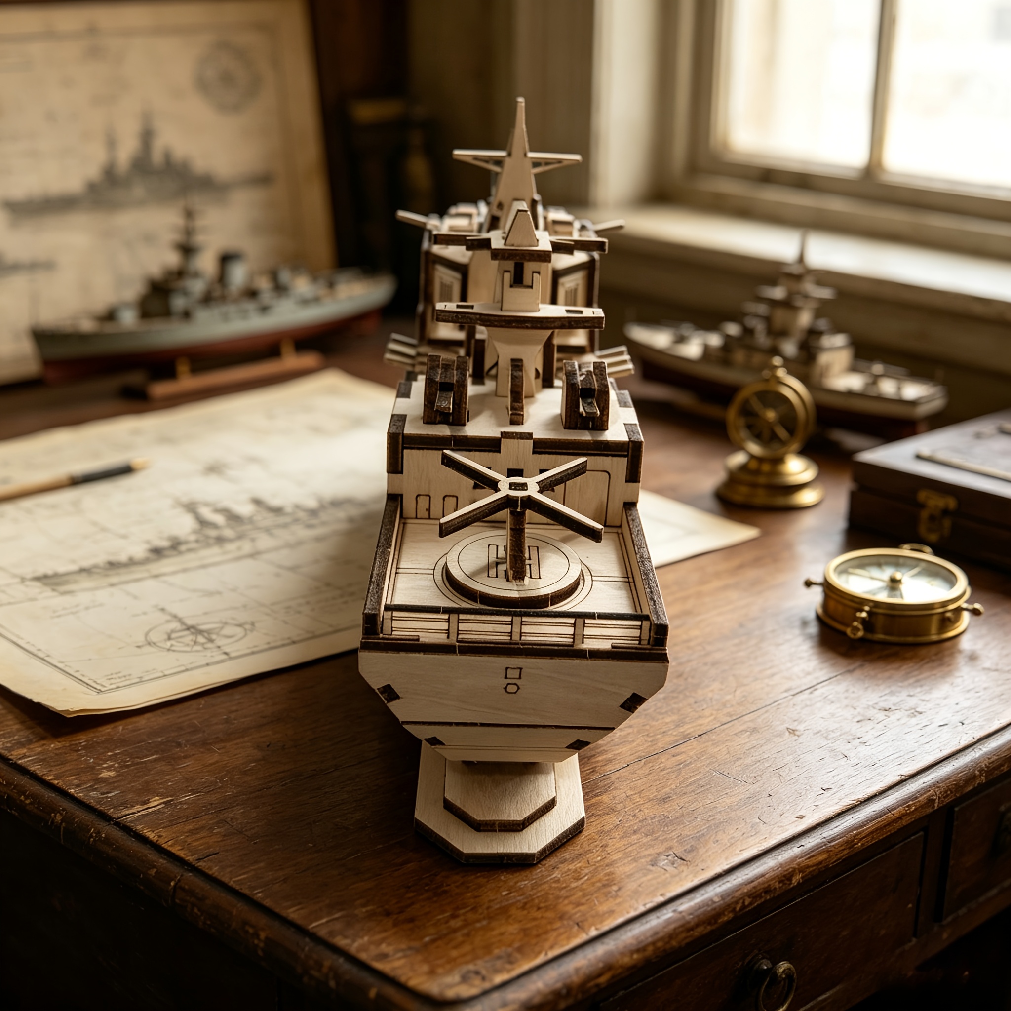 Modern Military Destroyer DIY Wooden 3D Puzzle Set