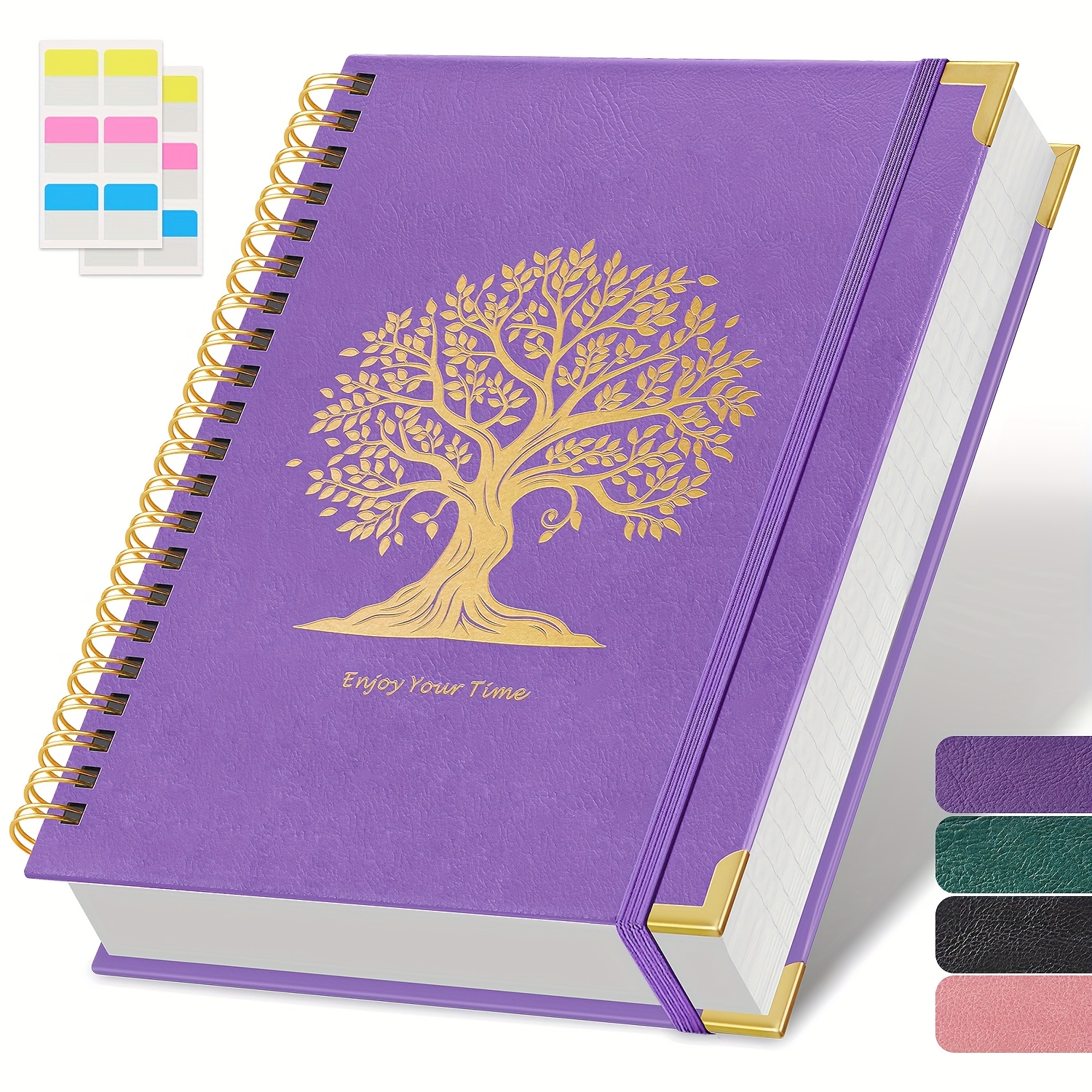 TEMU Large Hardcover Lined Notebook Measuring 8.5''×11'' With 300 Pages Of Thick 100gsm Paper, Featuring Double Spiral Binding And A Cover, Perfect
