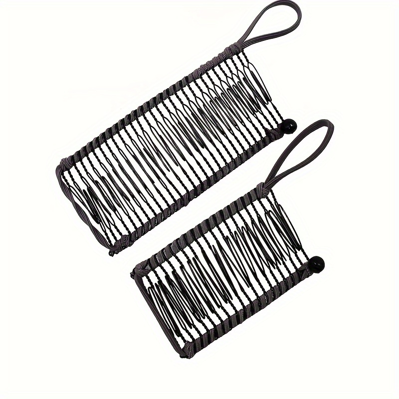 TEMU 2pcs Barrettes à Cheveux Banane Vintage pour Femmes - Grandes & Petites, Prise Plis pour Queues de Cheval Bouclées, Épaisses, Ondulées -