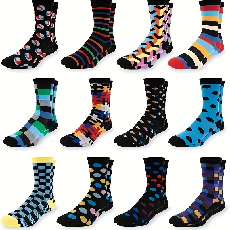 

6pairs Men's Random Color Casual Cotton Socks Novelty Funny Colorful , Men's Socks