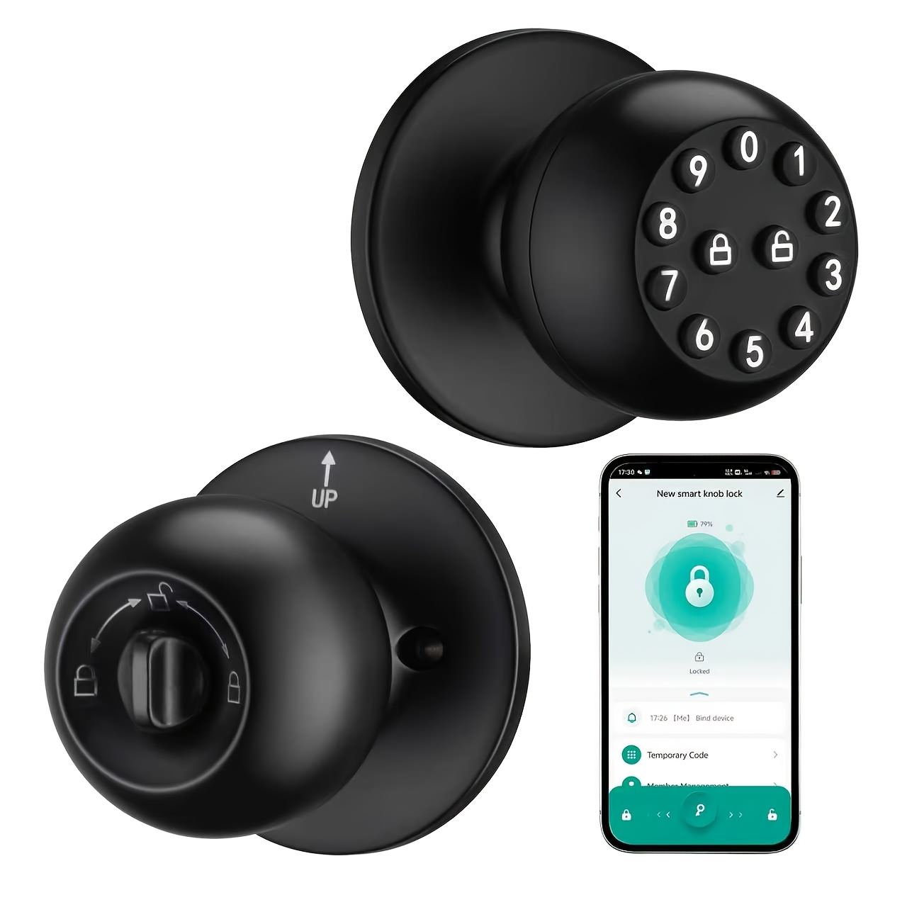 TEMU Intelligent Door Lock Featuring Keyless Access And A Keypad,, A Physical Key Option, Entrance, Passage, And Privacy, Along With A Rechargeable 400mah Lithium Battery