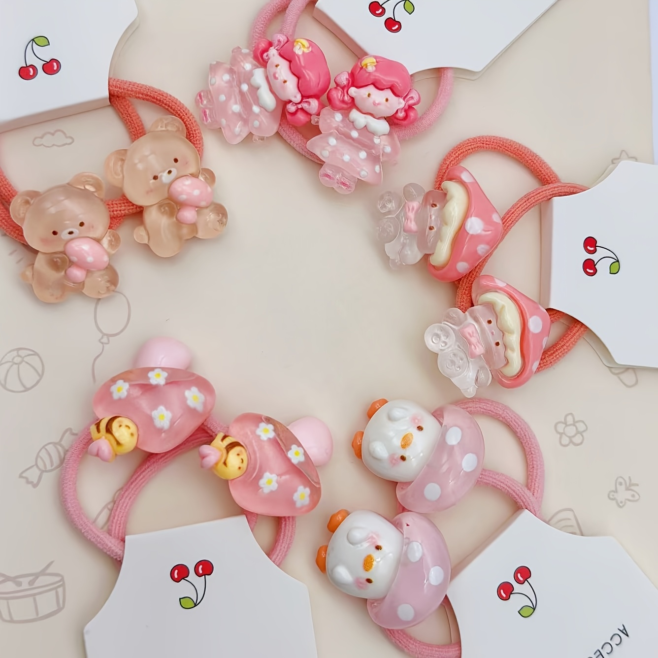 TEMU 10pcs Mushroom Hair Ties, Cute Cartoon Hair Bands For Daily Use, Parties, And Festivals